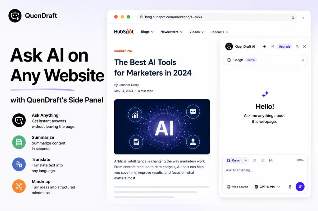 Ask AI on Any Website with QuenDraft’s Side Panel