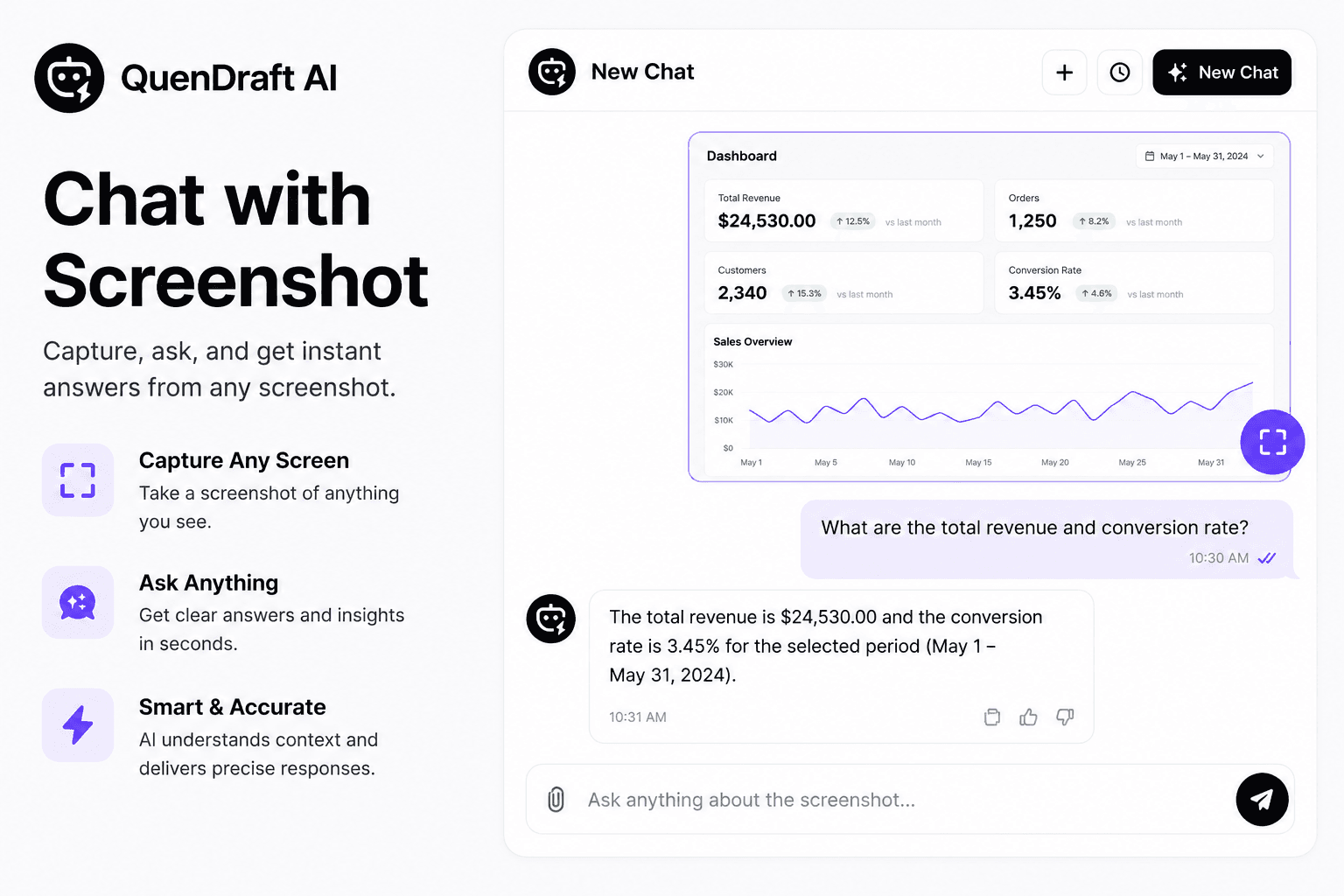 Chat with Screenshots in QuenDraft’s Side Panel